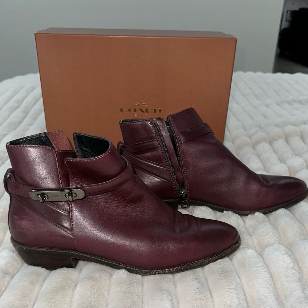 Coach Oxblood Ankle Boots, 9.5